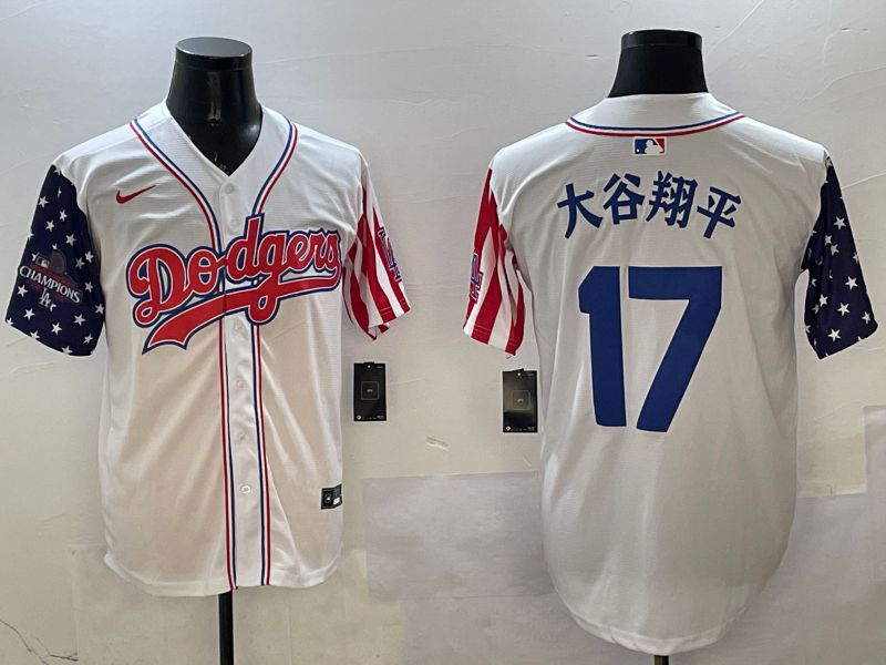 Men Los Angeles Dodgers #17 Ohtani White a generation of national flags Joint name 2025 Nike MLB Jersey style 10